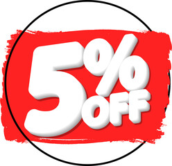 Obraz na płótnie Canvas Sale 5% off, discount bubble banner. PNG illustration