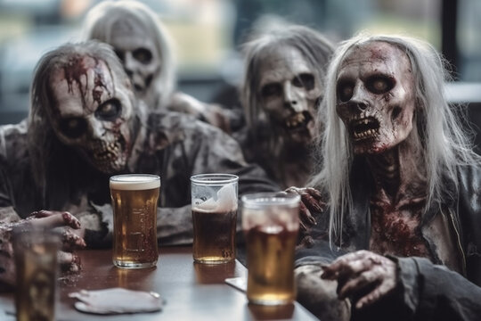 Zombies drinking beer