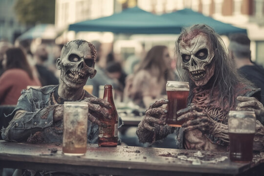 Zombies drinking beer