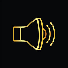 gold speaker, icon, vector, illustration, design, template, flat, style