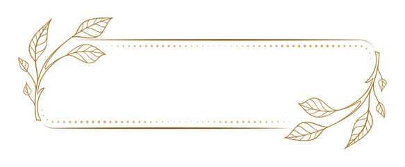 Vector horizontal rectangle dotted frame with floral decoration