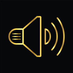 gold speaker, icon, vector, illustration, design, template, flat, style