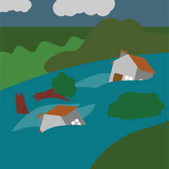 Natural disaster background illustration poster