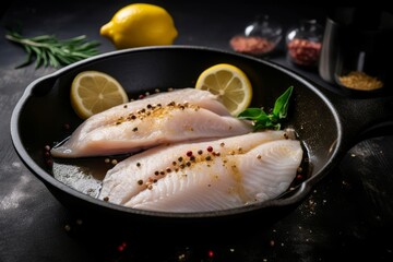Fish fillet lemon food. Generate Ai