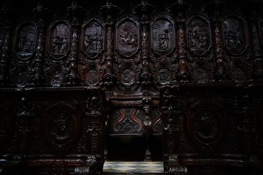 Wooden glacis detail inside Mezquita de Cordoba, Andalucia, Spain