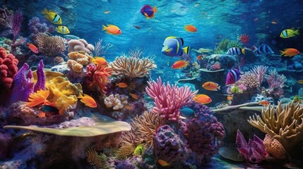 Naklejka na ściany i meble Underwater Marine Life 