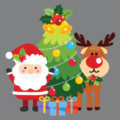 Cute Cartoon Christmas Concept.