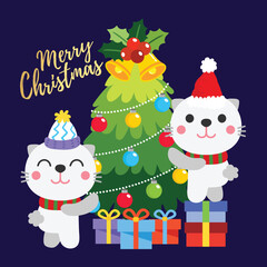 Cute Cartoon Christmas Concept.