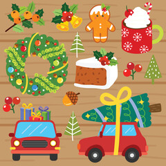 Obraz premium Cute Cartoon Christmas Concept.