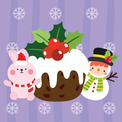 Cute Cartoon Christmas Concept.