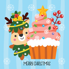 Cute Cartoon Christmas Concept.