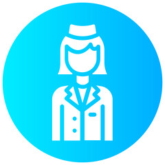 air hostess round vector icon