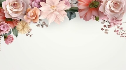 Floral art empty text space on white background - generative AI