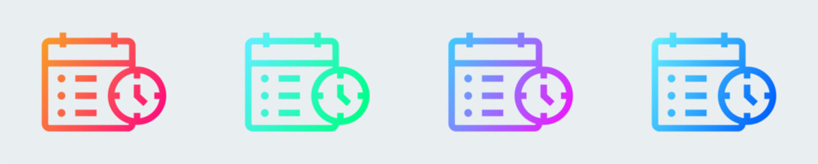 Timeline line icon in gradient colors. Plan signs vector illustration.