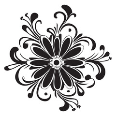 Silhouette of flower on a white background, Floral Flower, Flower vector illustration