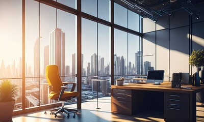 Office background modern amazing view at morning