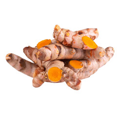Turmeric Herb Contains Bioactive Compounds isolated over transparent background.