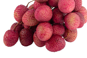 Fresh lychee or litchi fruit isolated on transparent background, PNG.