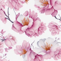 Fototapeta na wymiar Sakura blossom leaf watercolor on the white background theme pattern flat illustration for scarf production