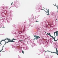 Sakura blossom leaf watercolor on the white background  theme pattern flat illustration for scarf production