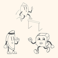 RETRO SPORT CHARACTER HAND DRAWING STYLE