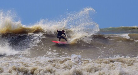 Naklejka premium person on the beach
