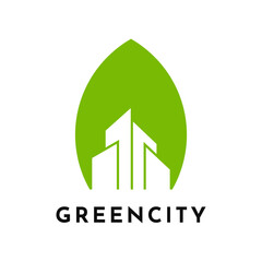 Green Building City Logo Concept  Design Template