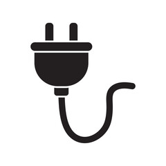 electric plug icon. black icon. Power and plug, connection vector symbol. logo and illustration