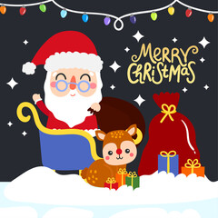 Cute Cartoon Christmas Concept.