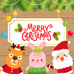 Cute Cartoon Christmas Concept.