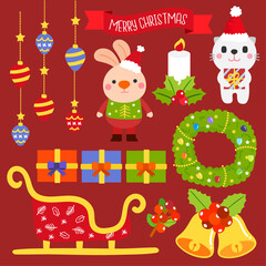 Cute Cartoon Christmas Concept.