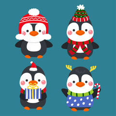 Cute Cartoon Christmas Concept.