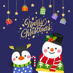 Cute Cartoon Christmas Concept.