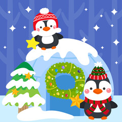 Cute Cartoon Christmas Concept.