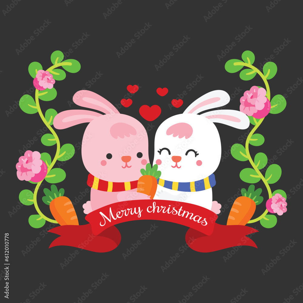 Sticker cute animals cartoon christmas