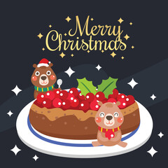 Cute Cartoon Christmas Concept.