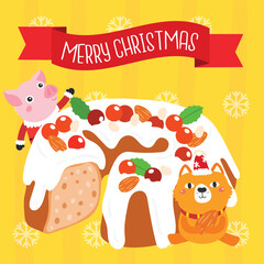Cute Cartoon Christmas Concept.