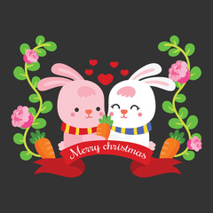 Naklejka premium cute animals cartoon christmas
