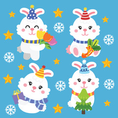 Cute Christmas cartoon illustration featuring festive characters and holiday elements.