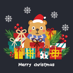 cute animals cartoon christmas