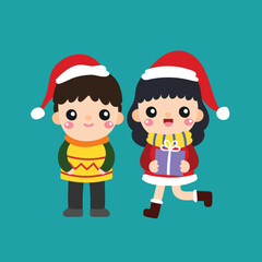 Cute Christmas cartoon illustration featuring festive characters and holiday elements.