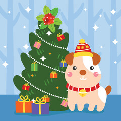 Cute Christmas cartoon illustration featuring festive characters and holiday elements.