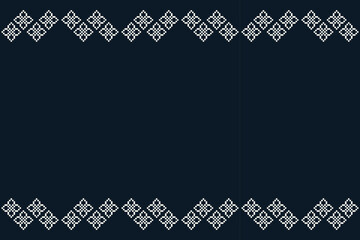 Ethnic geometric fabric pattern Cross Stitch.Ikat embroidery Ethnic oriental Pixel pattern navy blue background. Abstract,vector,illustration. Texture,clothing,frame,decoration,motifs,silk wallpaper.
