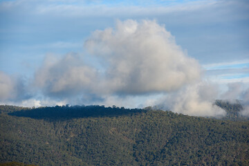 Clouds over Mount Stirling and Mount Buller with no snow