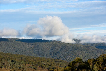 Clouds over Mount Stirling and Mount Buller with no snow