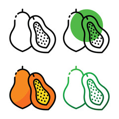 Papaya icon design in four variation color