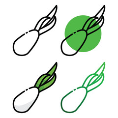Spring onion icon design in four variation color