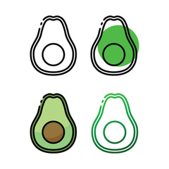 Avocado icon design in four variation color