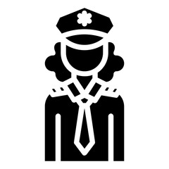 police woman avatar glyph vector icon