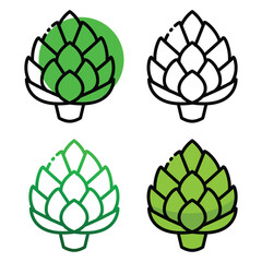 Artichoke icon design in four variation color